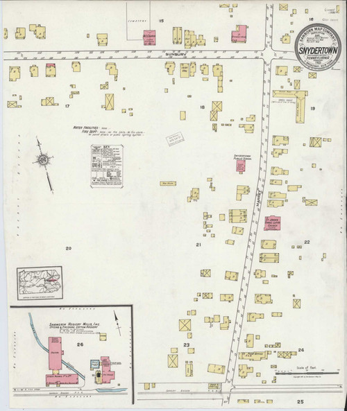 Snydertown Pennsylvania 1921 - Fire Insurance Index - Old Map Reprint