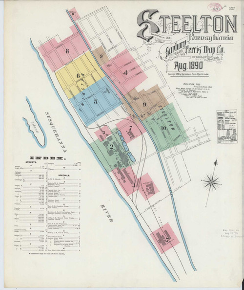 Steelton Pennsylvania 1890 - Fire Insurance Index - Old Map Reprint