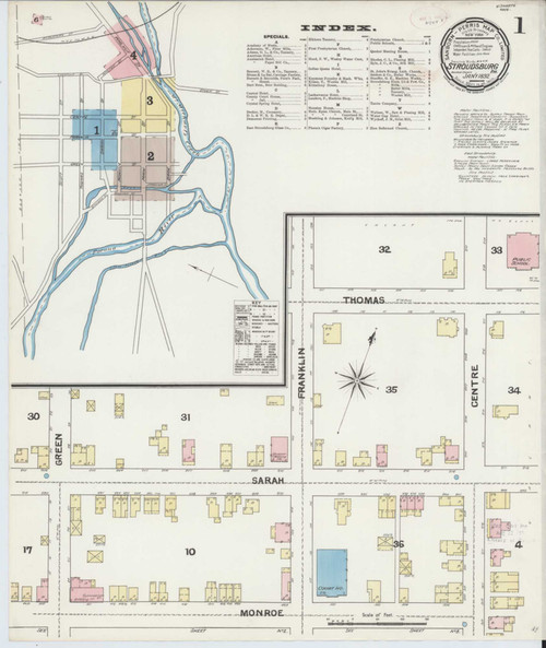 Stroudsburg Pennsylvania 1892 - Fire Insurance Index - Old Map Reprint