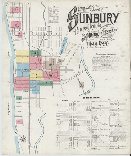 Sunbury Pennsylvania 1896 - Fire Insurance Index - Old Map Reprint