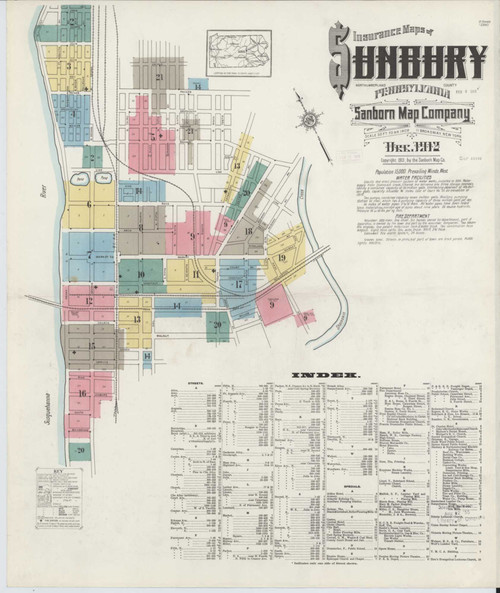 Sunbury Pennsylvania 1912 - Fire Insurance Index - Old Map Reprint