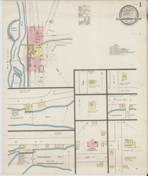 Susquehanna Pennsylvania 1885 - Fire Insurance Index - Old Map Reprint