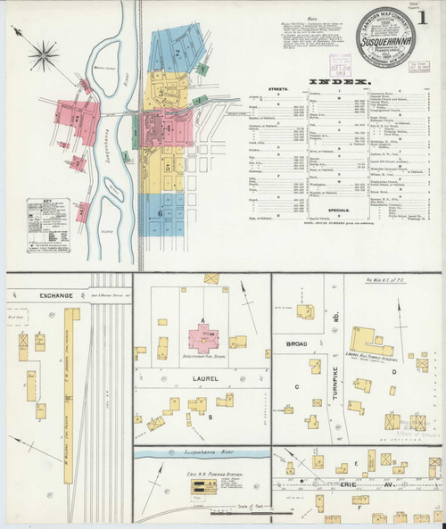 Susquehanna Pennsylvania 1904 - Fire Insurance Index - Old Map Reprint