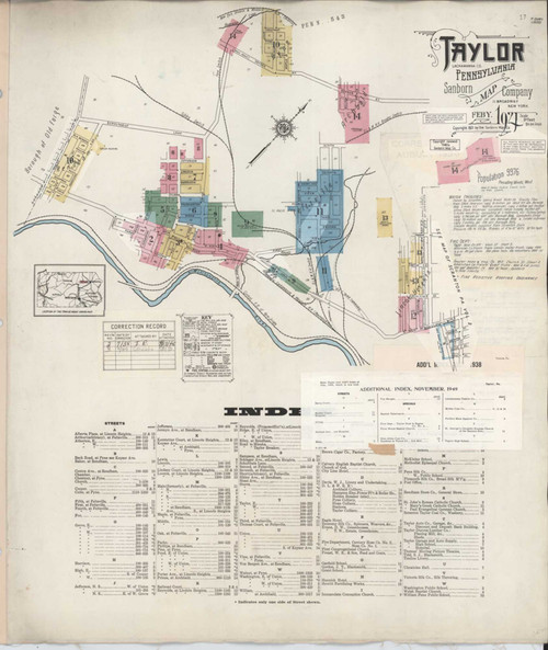 Taylor Pennsylvania 1949 - Fire Insurance Index - Old Map Reprint