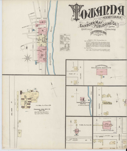 Towanda Pennsylvania 1885 - Fire Insurance Index - Old Map Reprint