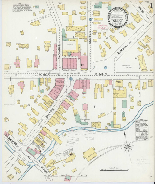 Troy Pennsylvania 1892 - Fire Insurance Index - Old Map Reprint