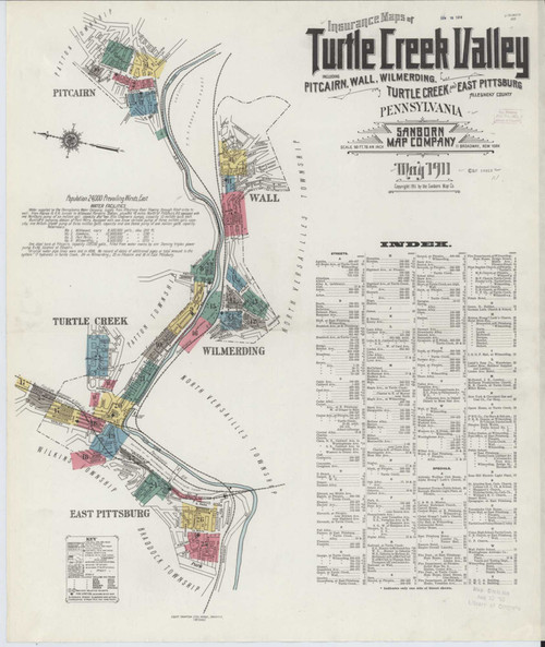 Turtle Creek Valley Pennsylvania 1911 - Fire Insurance Index - Old Map Reprint
