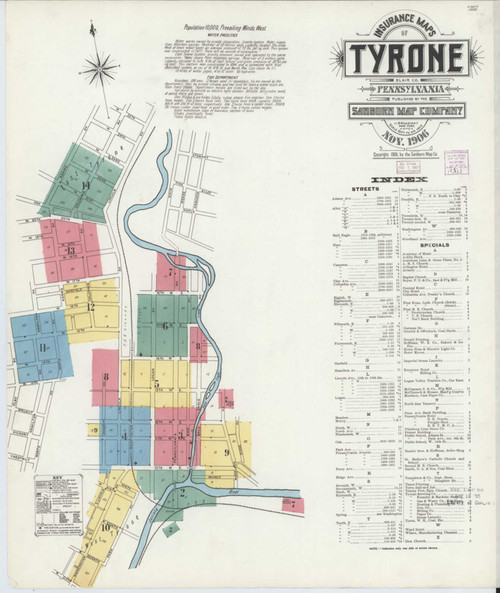Tyrone Pennsylvania 1906 - Fire Insurance Index - Old Map Reprint
