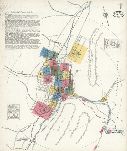 Tyrone Pennsylvania 1921 - Fire Insurance Index - Old Map Reprint