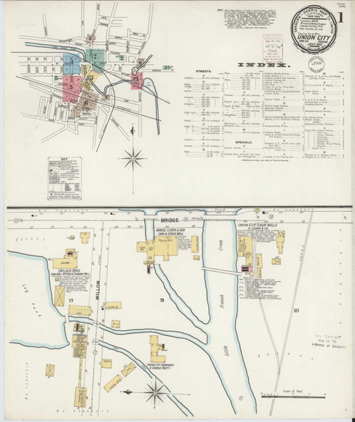 Union City Pennsylvania 1900 - Fire Insurance Index - Old Map Reprint