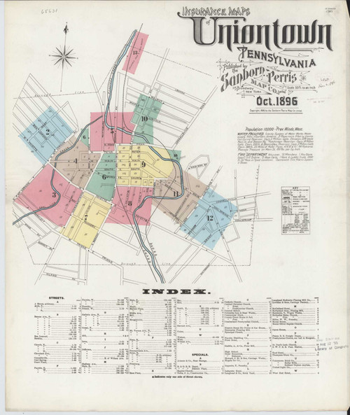 Uniontown Pennsylvania 1896 - Fire Insurance Index - Old Map Reprint