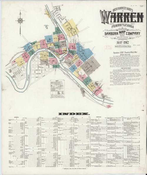Warren Pennsylvania 1912 - Fire Insurance Index - Old Map Reprint