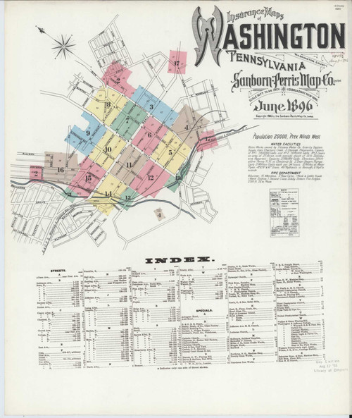 Washington Pennsylvania 1896 - Fire Insurance Index - Old Map Reprint