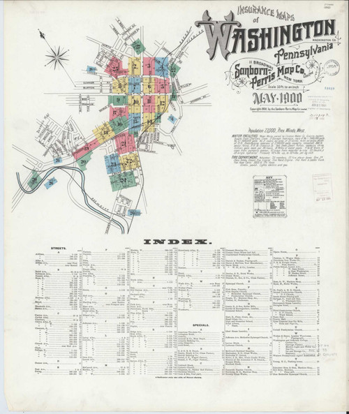 Washington Pennsylvania 1900 - Fire Insurance Index - Old Map Reprint