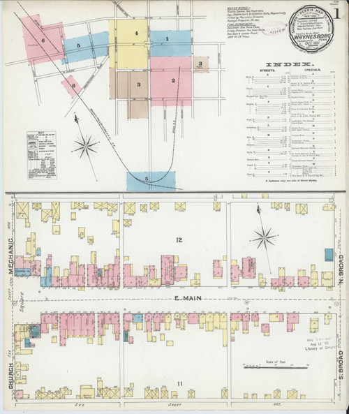 Waynesboro Pennsylvania 1891 - Fire Insurance Index - Old Map Reprint