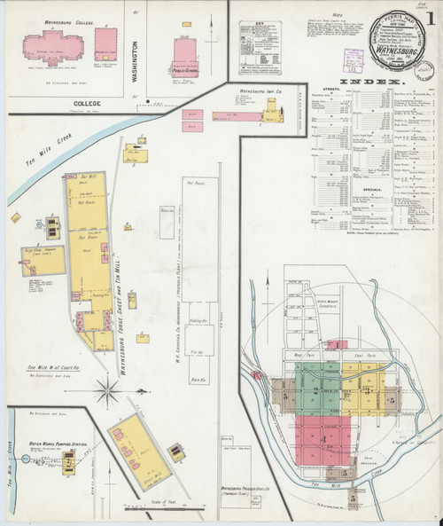 Waynesburg Pennsylvania 1901 - Fire Insurance Index - Old Map Reprint