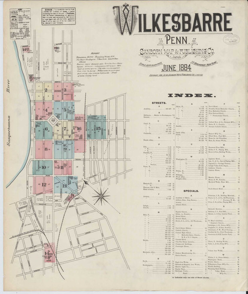 Wilkes Barre Pennsylvania 1884 - Fire Insurance Index - Old Map Reprint