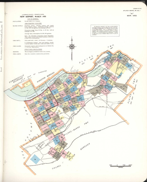 Wilkes Barre Pennsylvania 1956 - Fire Insurance Index - Old Map Reprint