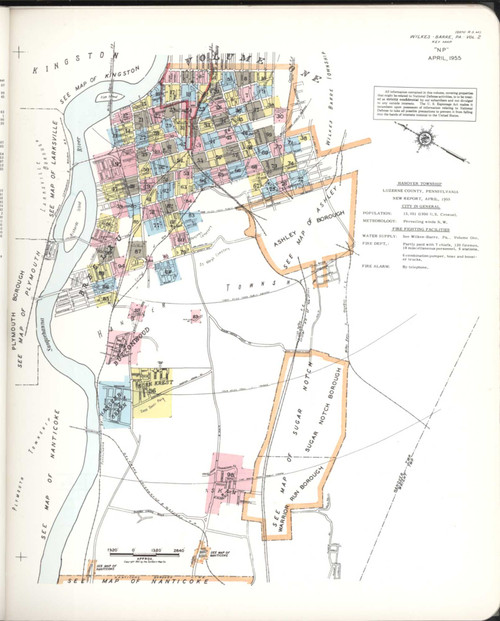 Wilkes Barre Pennsylvania 1956 V2 - Fire Insurance Index - Old Map Reprint