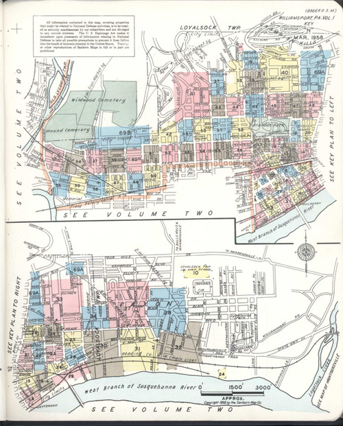 Williamsport Pennsylvania 1958 V1 - Fire Insurance Index - Old Map Reprint