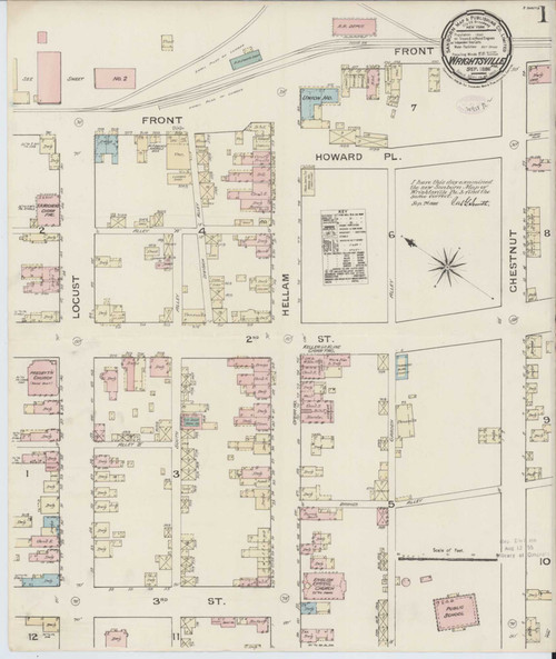 Wrightsville Pennsylvania 1886 - Fire Insurance Index - Old Map Reprint