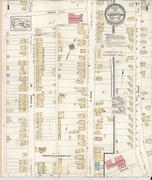 Yeagertown Pennsylvania 1928 - Fire Insurance Index - Old Map Reprint