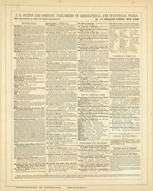 List of More Products available from Colton & Co - 1856 Colton World Atlas