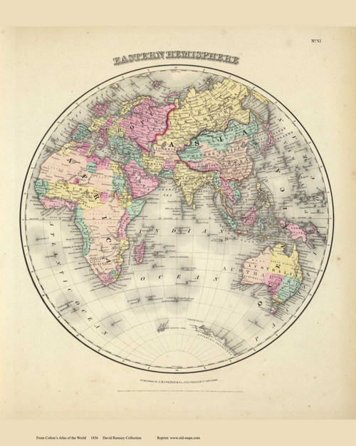 Eastern Hemisphere - 1856 Colton World Atlas