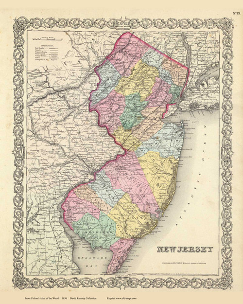 New Jersey - 1856 Colton World Atlas