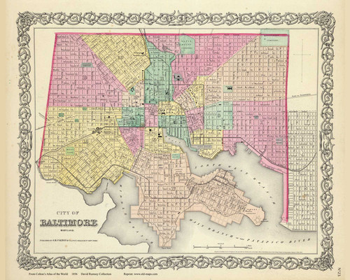 Baltimore, MD - 1856 Colton World Atlas