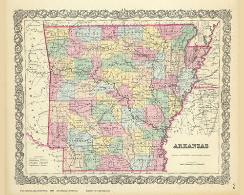 Arkansas - 1856 Colton World Atlas