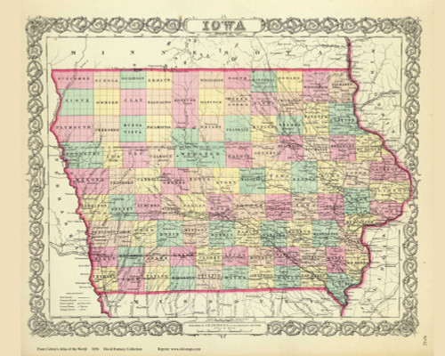 Iowa - 1856 Colton World Atlas