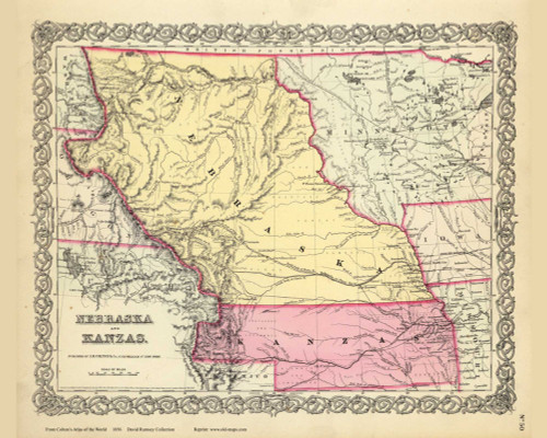 Nebraska and Kanzas (Kansas) - 1856 Colton World Atlas