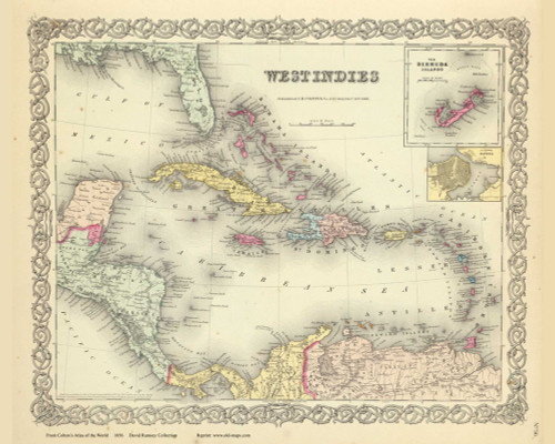 West Indies - 1856 Colton World Atlas