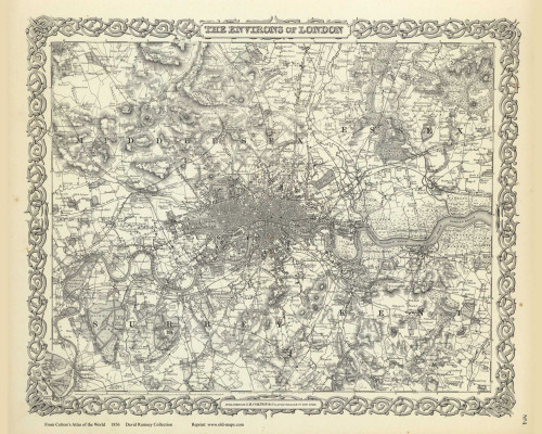London Environs - 1856 Colton World Atlas
