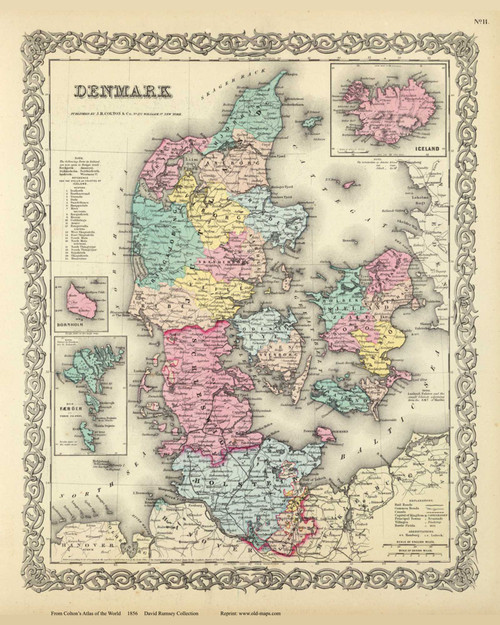 Denmark - 1856 Colton World Atlas