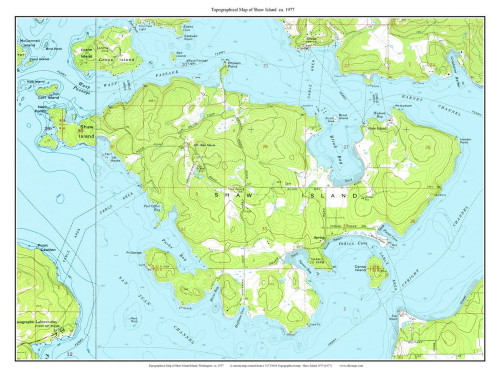 Shaw Island 1973 - Custom USGS Old Topo Map - Washington State 7x7