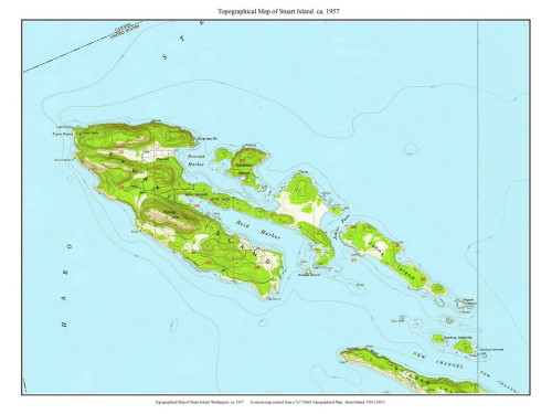 Stuart Island 1977 - Custom USGS Old Topo Map - Washington State 7x7