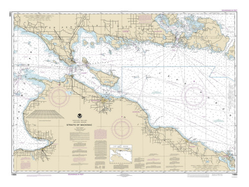 Straits of Mackinac 2019 Northwest Lake Huron Harbor Chart Reprint Great Lakes 6 - 6