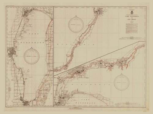 Lake Winnebago and Fox River 1937 Lake Michigan Harbor Chart Reprint Great Lakes 7 - 726