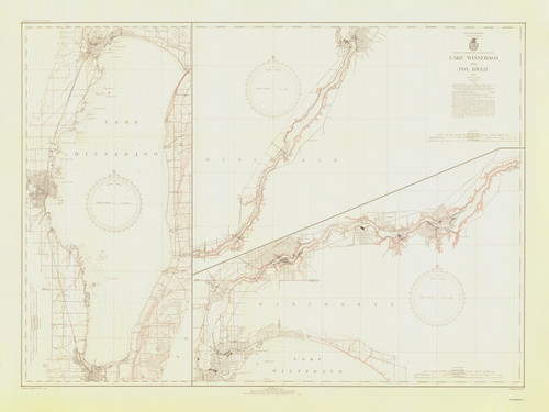 Lake Winnebago and Fox River 1939 Lake Michigan Harbor Chart Reprint Great Lakes 7 - 726