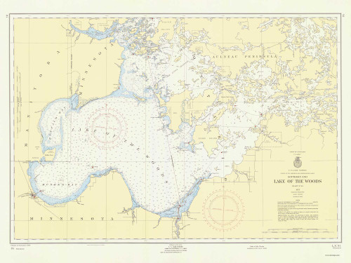 Lake of  the Woods 1955 Minnesota-Ontario Border Lakes Nautical Chart Reprint Great Lakes 8 - 84