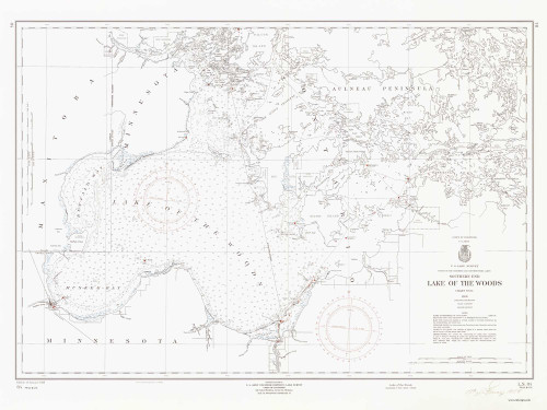 Lake of  the Woods 1958 Minnesota-Ontario Border Lakes Nautical Chart Reprint Great Lakes 8 - 84