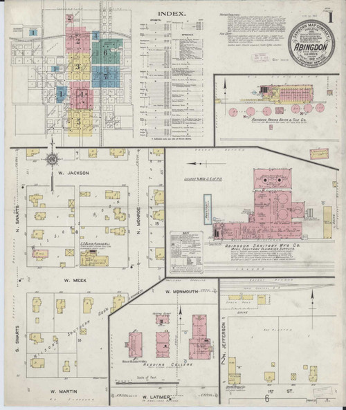 Abingdon Illinois 1912 - Fire Insurance Index - Old Map Reprint