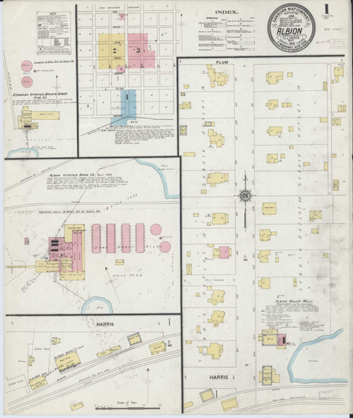 Albion Illinois 1910 - Fire Insurance Index - Old Map Reprint