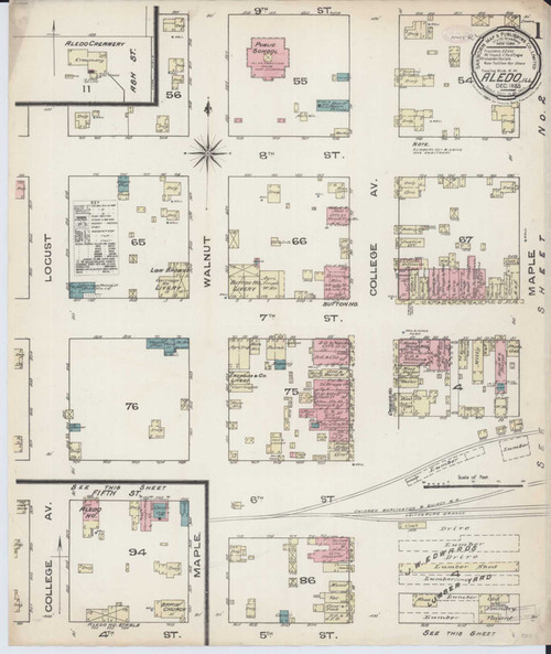 Aledo Illinois 1885 - Fire Insurance Index - Old Map Reprint