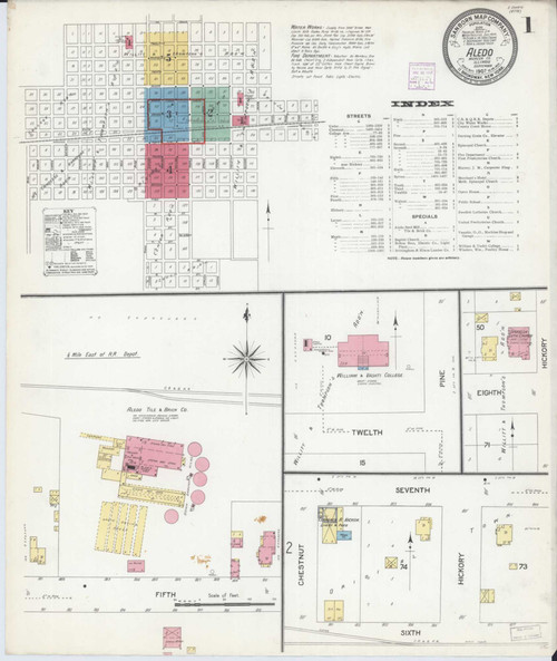 Aledo Illinois 1907 - Fire Insurance Index - Old Map Reprint