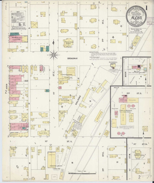 Alexis Illinois 1907 - Fire Insurance Index - Old Map Reprint