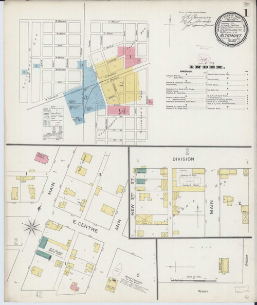 Altamont Illinois 1893 - Fire Insurance Index - Old Map Reprint