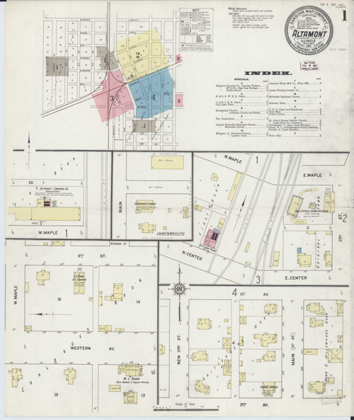 Altamont Illinois 1911 - Fire Insurance Index - Old Map Reprint